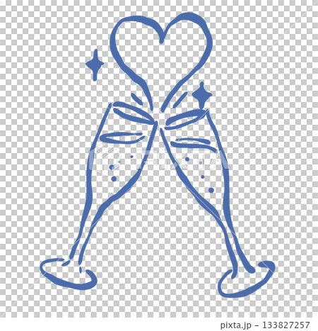 Clinking champagne glasses heart shaped toast Paris New Year celebration romantic line art illustration sparkling festive aesthetic Clinking champagne glasses heart shaped toast Paris New Year celebration romantic line art illustration sparkling festive aesthetic 133827257
