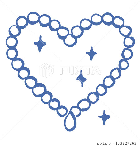 romantic pearl heart frame line art parisian chic doodle elegant outline aesthetic love themed design perfect for valentines crafts planners and stickers 133827263