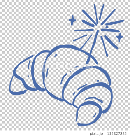 french croissant sparkler paris new year bakery aesthetic cute line art hand drawn celebration doodle pastry illustration festive design 133827283