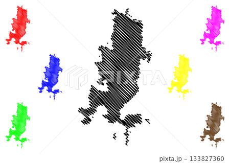 Caprera island (Sardinia, Italian Republic, Italy, Maddalena archipelago) map vector illustration, scribble sketch Caprera map 133827360