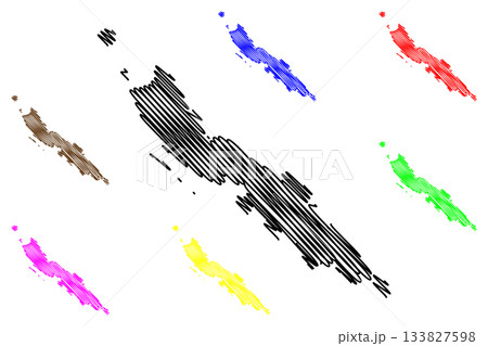 Premuda island (Republic of Croatia, Adriatic Sea, Zadar Archipelago) map vector illustration, scribble sketch Premuda map 133827598