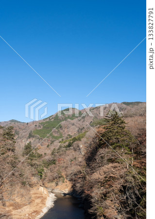 遊歩道から見た晩秋の塩原渓谷の風景 133827791