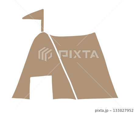 キャンプテントの茶色シルエット キャンプテントの茶色シルエット 133827952