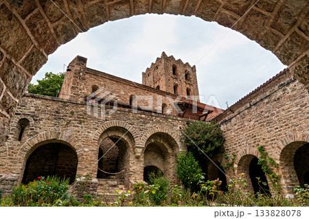Abbey of Saint Martin du Canigou. Pyrenees-Orientales department in France, founded by monks of the Benedictine order 133828078