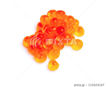 Red caviar isolated on white. Red caviar isolated on white. 133829187