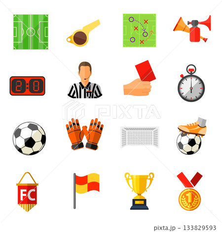 Soccer Flat Icon Set 133829593