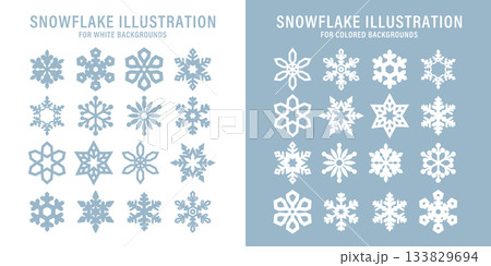 淡色ブルーの雪の結晶イラストセット(アイコン・冬素材) 淡色ブルーの雪の結晶イラストセット(アイコン・冬素材) 133829694