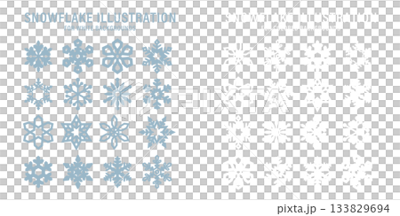 淡色ブルーの雪の結晶イラストセット(アイコン・冬素材) 淡色ブルーの雪の結晶イラストセット(アイコン・冬素材) 133829694