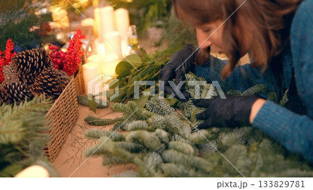 Rustic cozy centerpiece, Textured pinecone accent decoration 133829781
