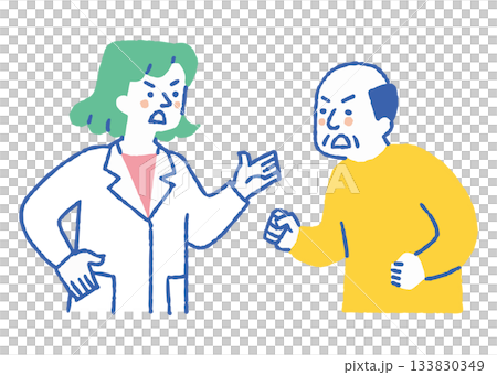 Arguing elderly patient and female doctor_Color 133830349