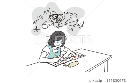 勉強が苦手な女の子のイラスト素材 勉強が苦手な女の子のイラスト素材 133830678