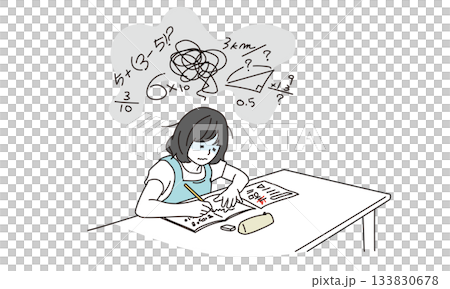 勉強が苦手な女の子のイラスト素材 勉強が苦手な女の子のイラスト素材 133830678