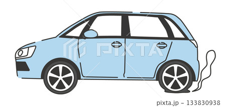 タイヤがパンクした車のイラスト 133830938
