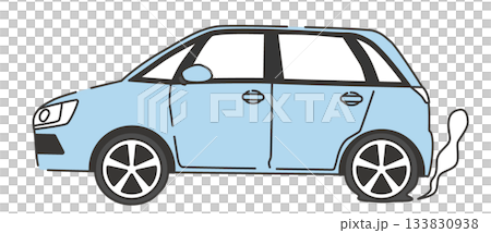 Illustration of a car with a flat tire 133830938