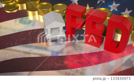 Federal Reserve Monetary Policy American Economy 3d rendering. Federal Reserve Monetary Policy American Economy 3d rendering. 133830973