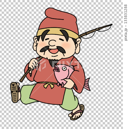 可愛的惠比壽插畫，惠比壽是七福神之一 133831288