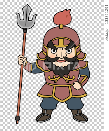 かわいい七福神・毘沙門天のイラスト 133831291