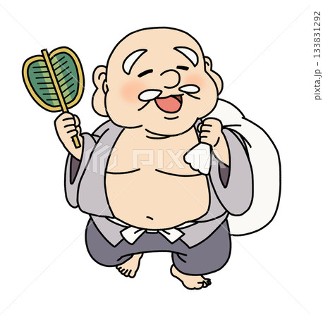 かわいい七福神・布袋尊のイラスト かわいい七福神・布袋尊のイラスト 133831292