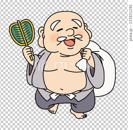 かわいい七福神・布袋尊のイラスト かわいい七福神・布袋尊のイラスト 133831292