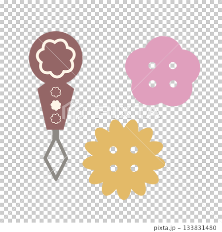 Cute illustration of a needle and button 133831480