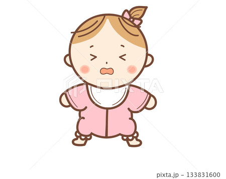 女の子の赤ちゃん泣き顔イラスト 女の子の赤ちゃん泣き顔イラスト 133831600