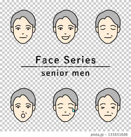 Senior man face icon set expressing various emotions 133831686