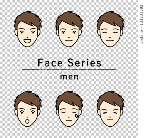 A set of young men's faces expressing various emotions A set of young men's faces expressing various emotions 133831692