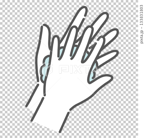 手の甲を洗う手洗い手順のイラスト（洗浄・感染症予防） 133831803