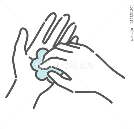 指先を洗う手洗い手順のイラスト（爪の間・感染症予防） 133831804