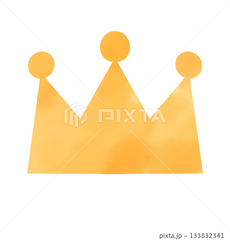 水彩風黄金のシンプル王冠イラスト 水彩風黄金のシンプル王冠イラスト 133832341