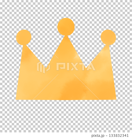 水彩風黄金のシンプル王冠イラスト 水彩風黄金のシンプル王冠イラスト 133832341