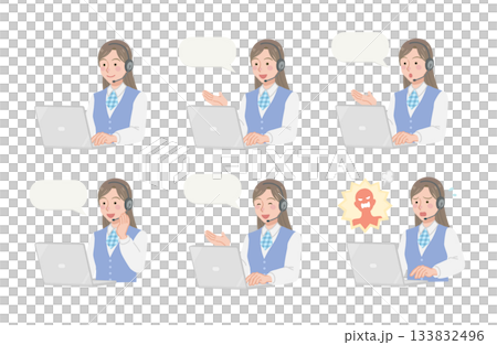 女性オペレーターのイラストセット 133832496