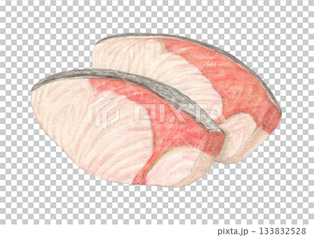 黃尾魚片水彩鉛筆插圖 黃尾魚片水彩鉛筆插圖 133832528