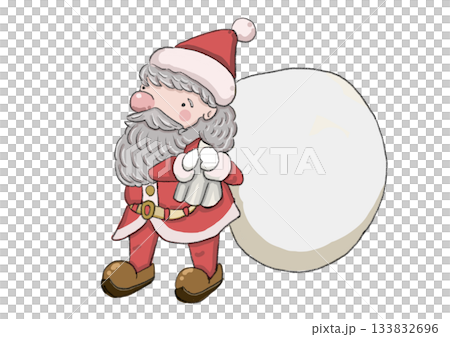 Santa Claus standing with Christmas gifts Santa Claus standing with Christmas gifts 133832696