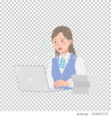 一位忙碌的女上班族的插圖 133832715