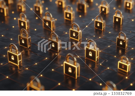 Abstract Image of Digital Commerce Platform with Security Locks 133832769
