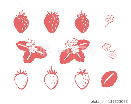 手書きのかわいいイチゴのアイコンセット 133833058