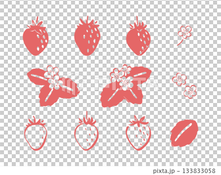 手書きのかわいいイチゴのアイコンセット 133833058