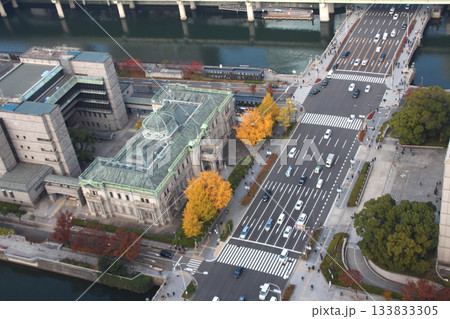 高所から見た日本銀行大阪支店と御堂筋 高所から見た日本銀行大阪支店と御堂筋 133833305