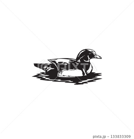 black and white Duck Illustration Monochrome 133833309