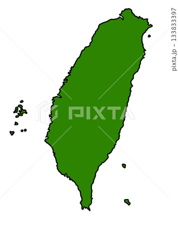 台湾の地図（縁取りグリーン） 133833397