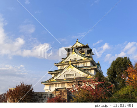 秋のと大阪城 133833491