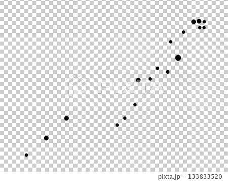 黒点で表したうみへび座のイラスト(星のみで連結線なし) 黒点で表したうみへび座のイラスト(星のみで連結線なし) 133833520