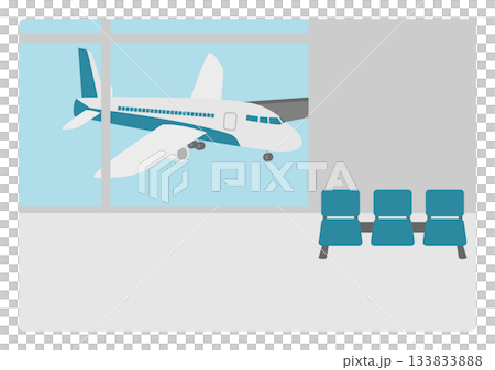 Airport lobby with a view of the planes Airport lobby with a view of the planes 133833888