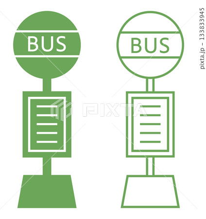 バス停のアイコン 緑 133833945
