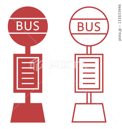 バス停のアイコン 　赤 133833946