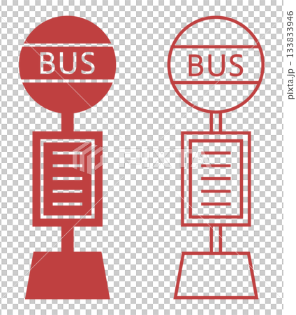紅色公車站圖標 紅色公車站圖標 133833946