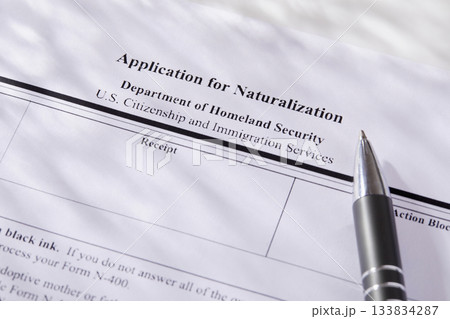 Close-up of pen on application for citizenship Close-up of pen on application for citizenship 133834287