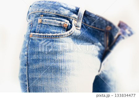 Close-up of blue jeans with zipper opened 133834477