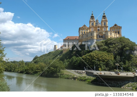 Melk Abbey and Danube river Melk Abbey and Danube river 133834548